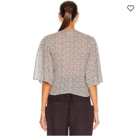 Isabel Marant Etoile Mariazo Paisley Floral Printed Cotton Blouse Top Size 36, 4 - Picture 6 of 14